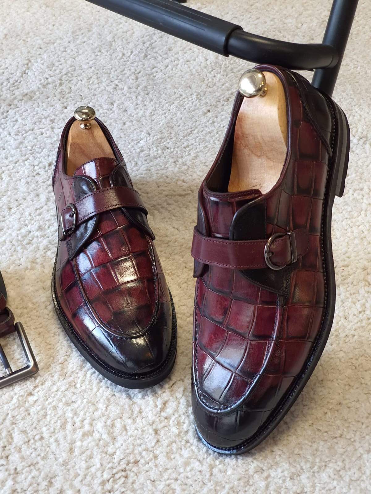 Antonio Burgundy Buckle Loafers-baagr.myshopify.com-shoes2-brabion