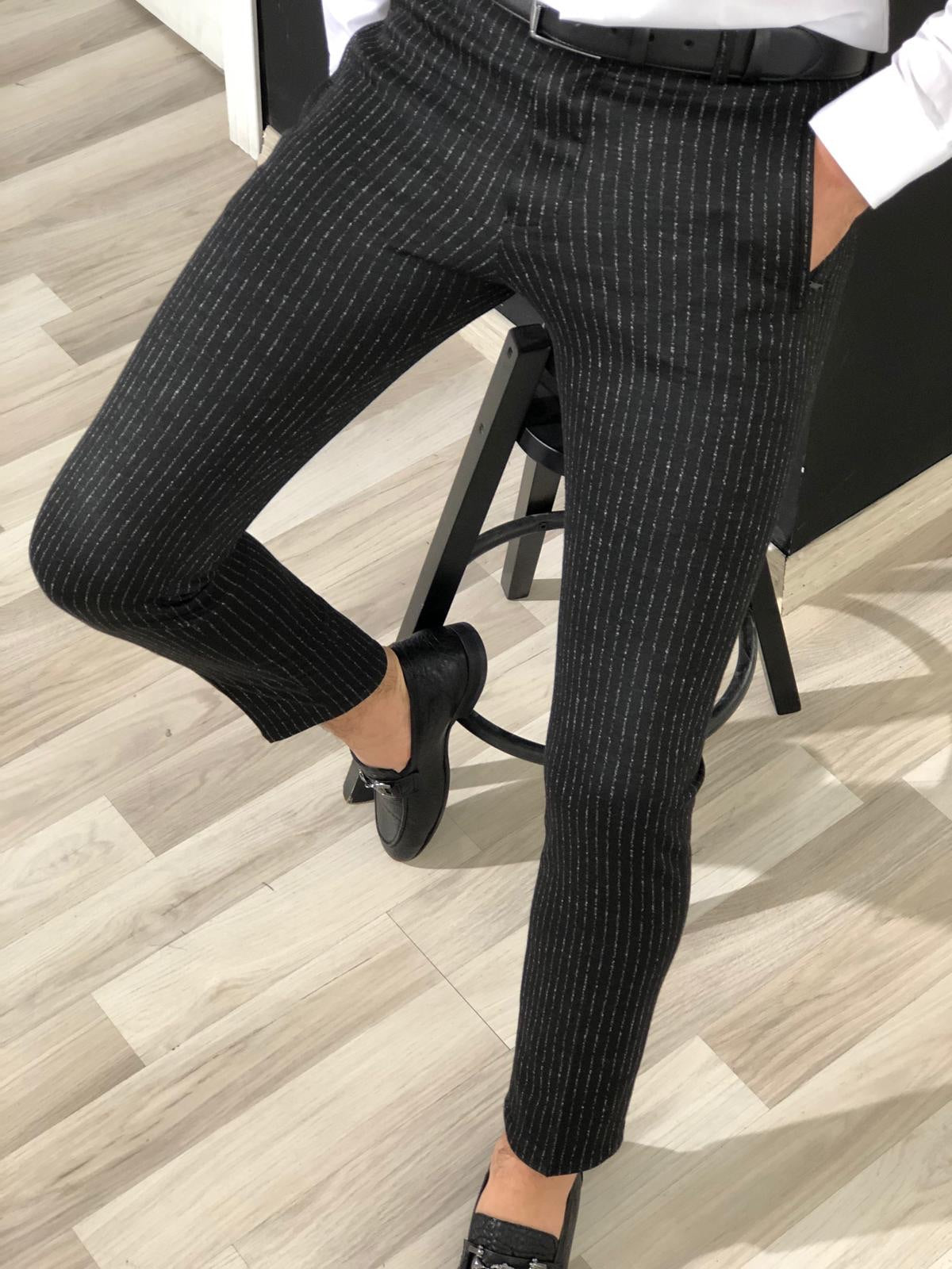 Slim-fit Striped Fabric Pants (2 Colors)-baagr.myshopify.com-Pants-BOJONI