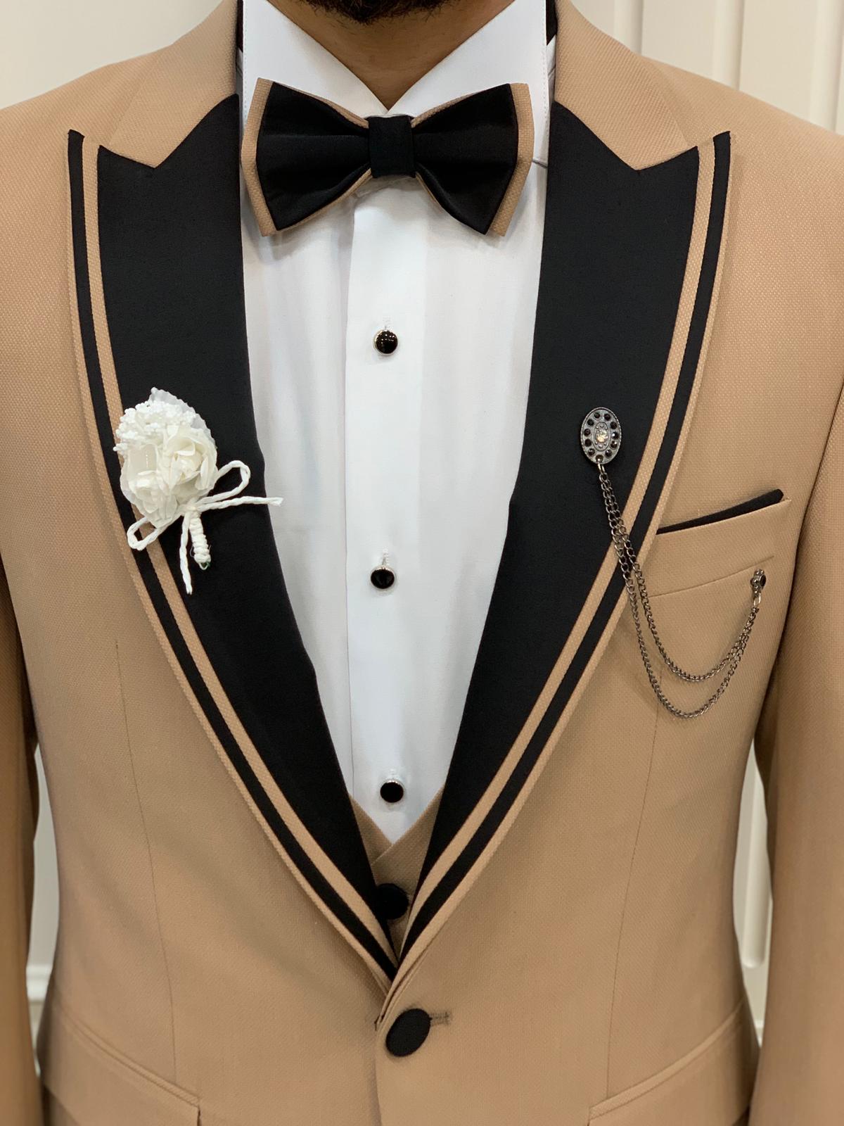 Bojoni Tishko Cream Slim Fit Tuxedo
