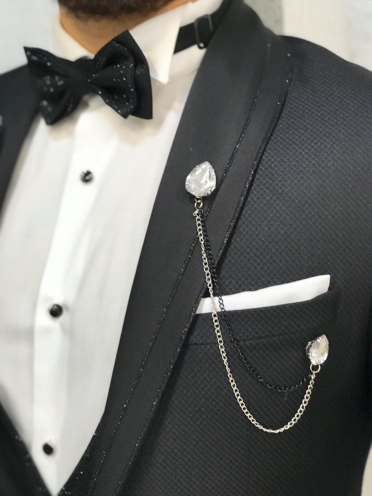 Nova Slim Fit Diamond  Black Tuxedo-baagr.myshopify.com-1-BOJONI