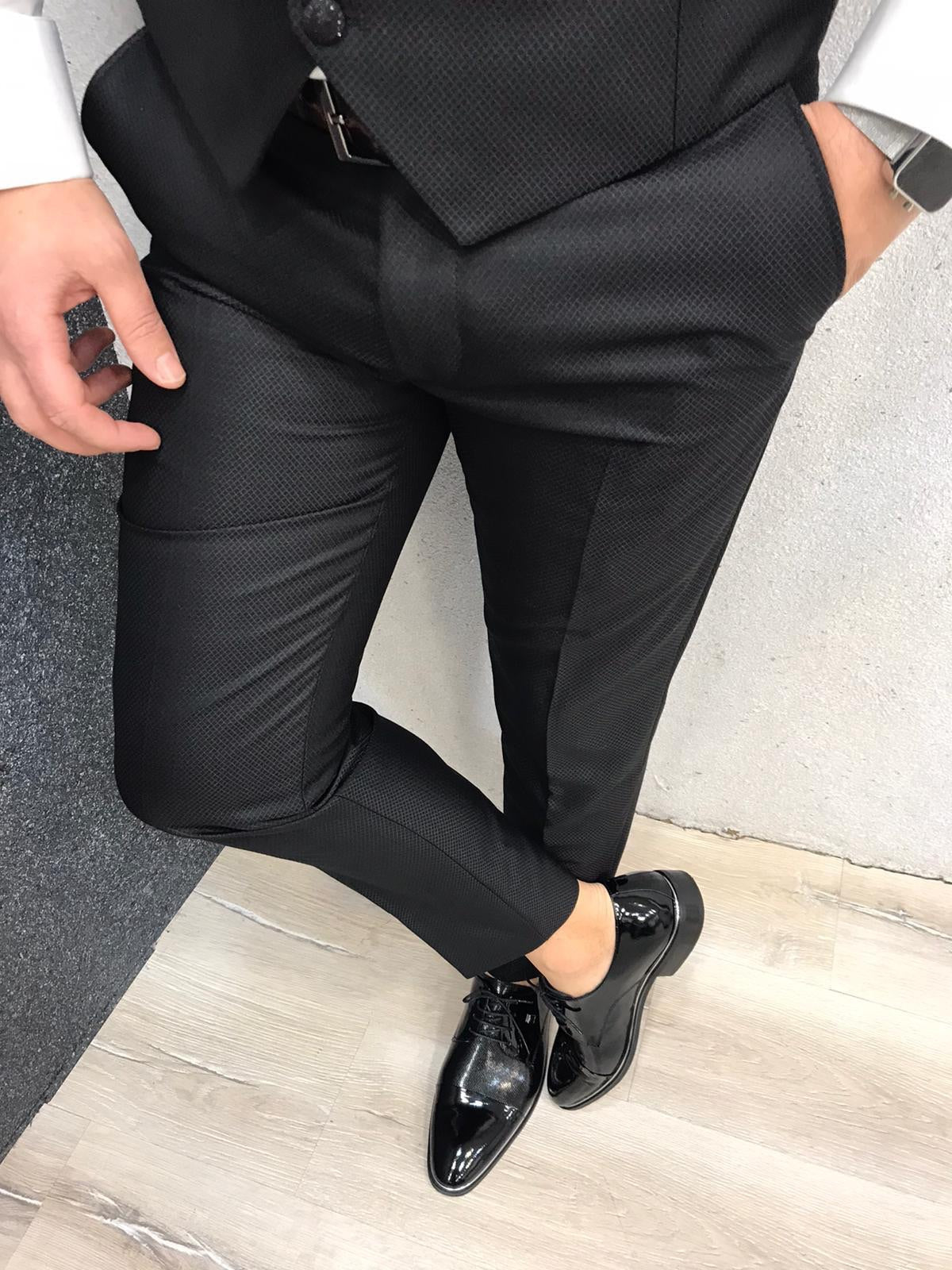 Nova Slim Fit Diamond  Black Tuxedo-baagr.myshopify.com-1-BOJONI