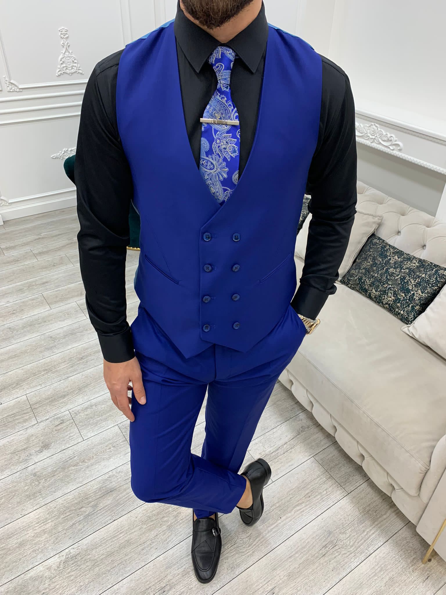 Bojoni Monte Sax Blue Slim Fit Suit