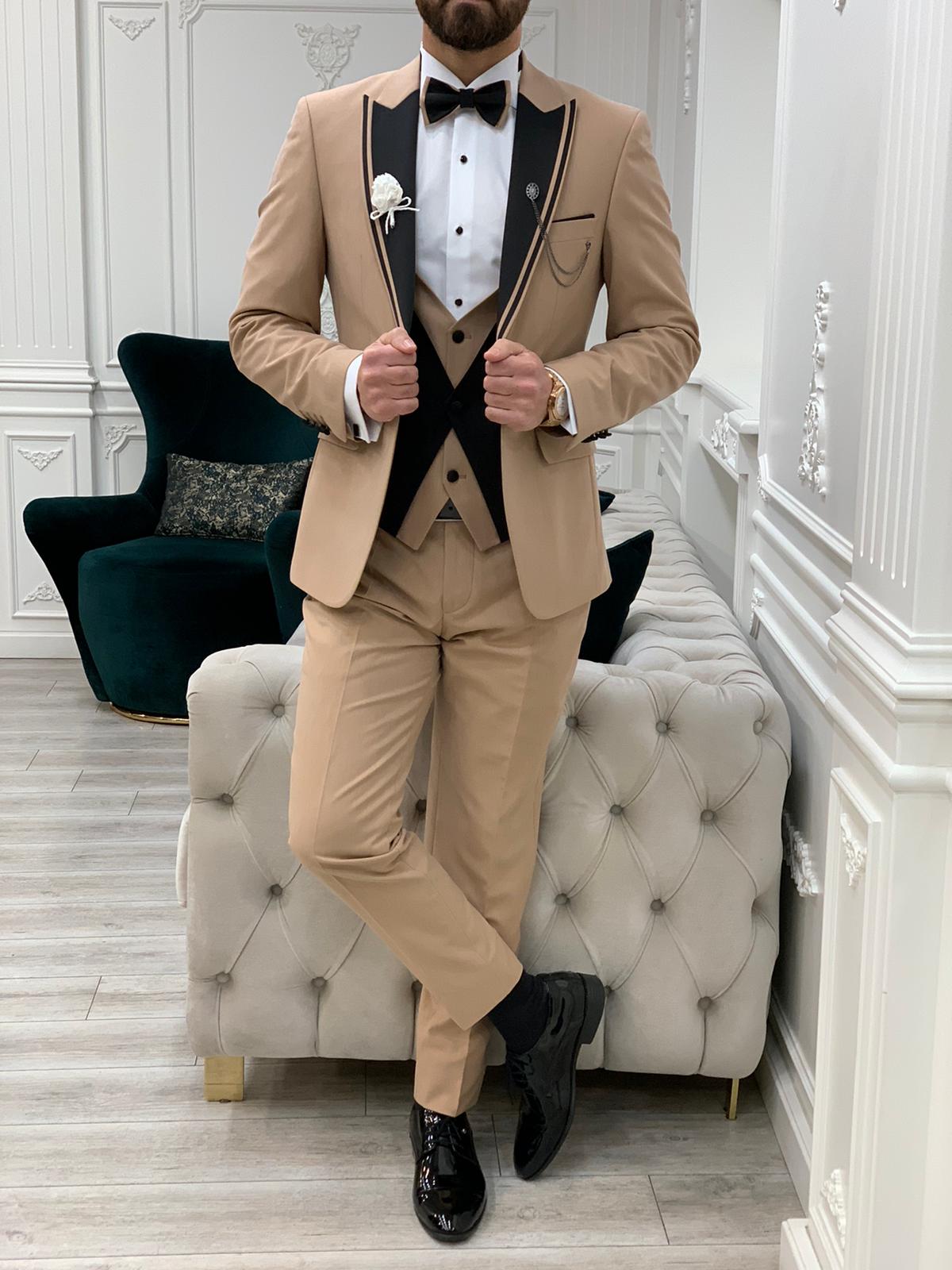 Bojoni Tishko Cream Slim Fit Tuxedo