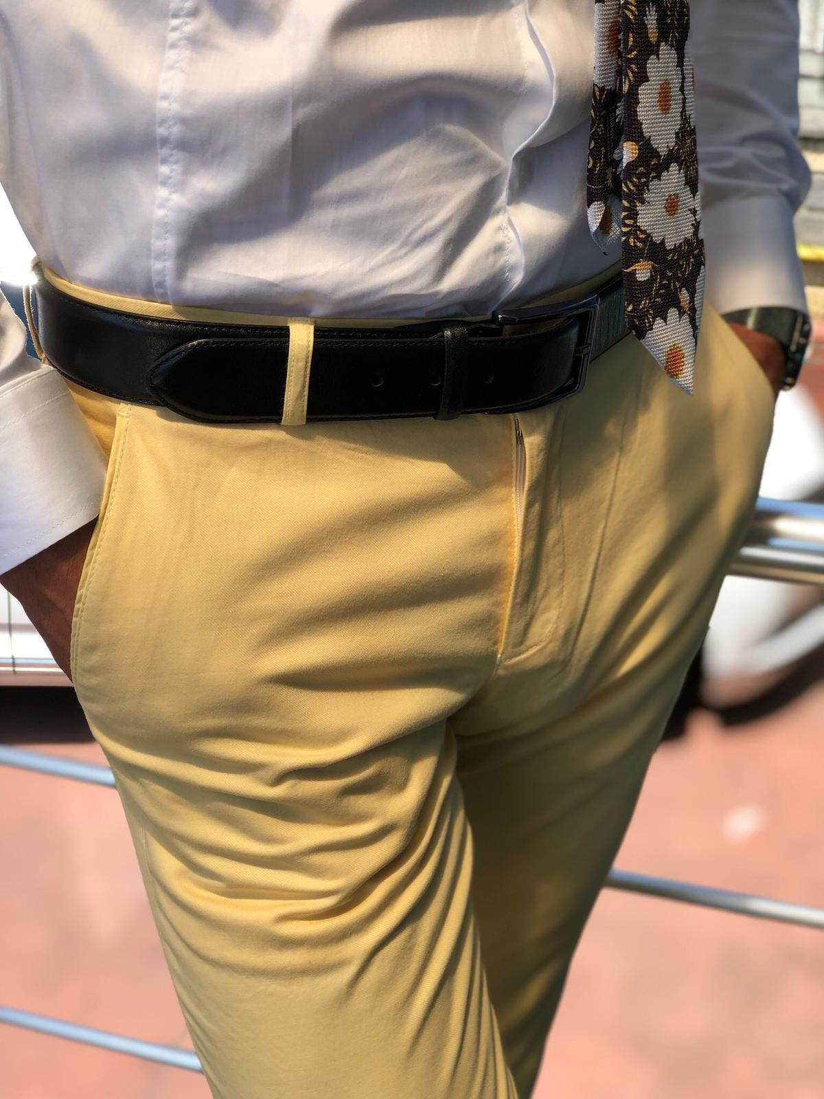 Gardi Slim-fit cotton pants YELLOW-baagr.myshopify.com-Pants-BOJONI