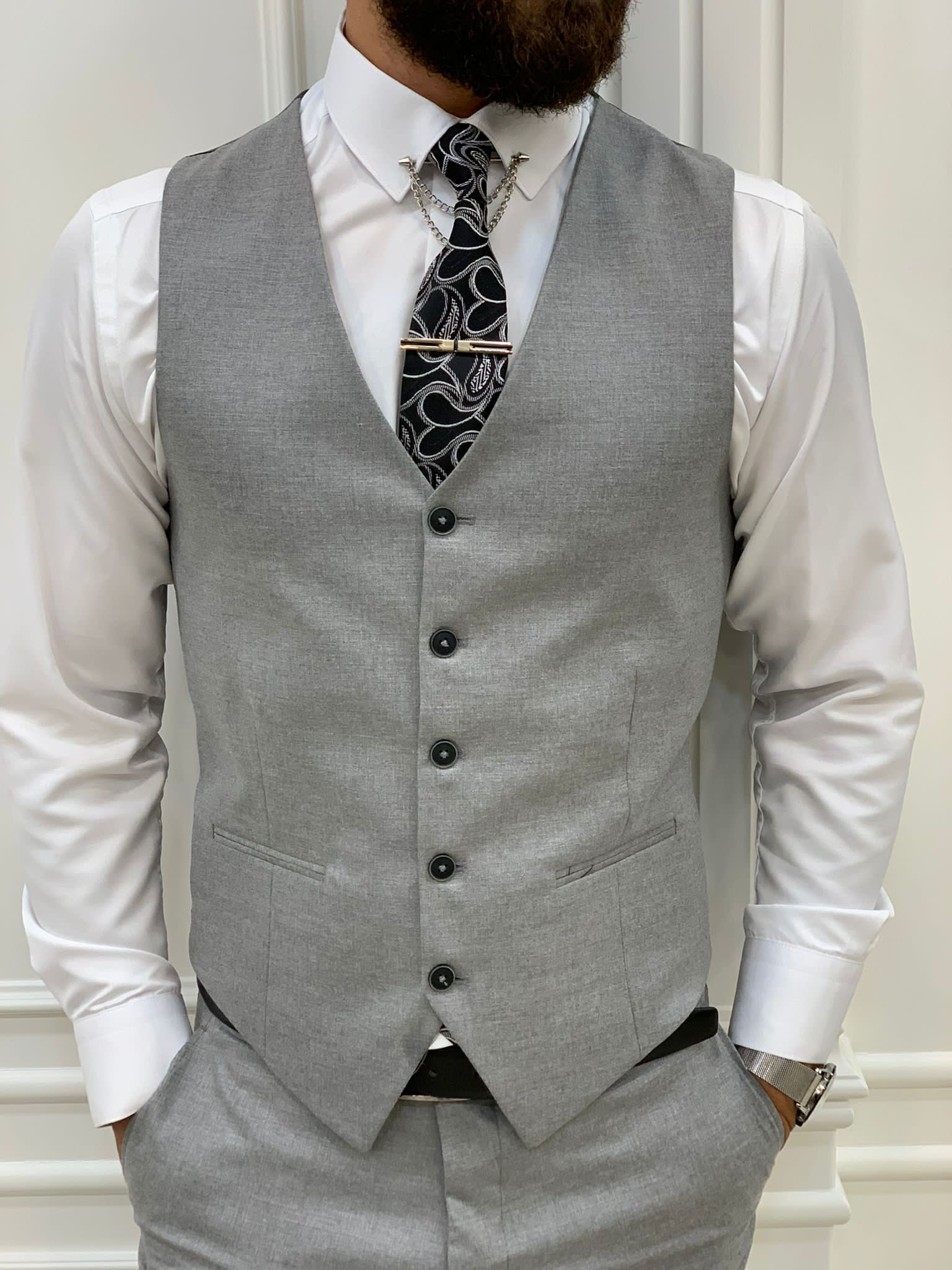 Argeli Gray Plaid Slim Fit Suit-baagr.myshopify.com-1-BOJONI