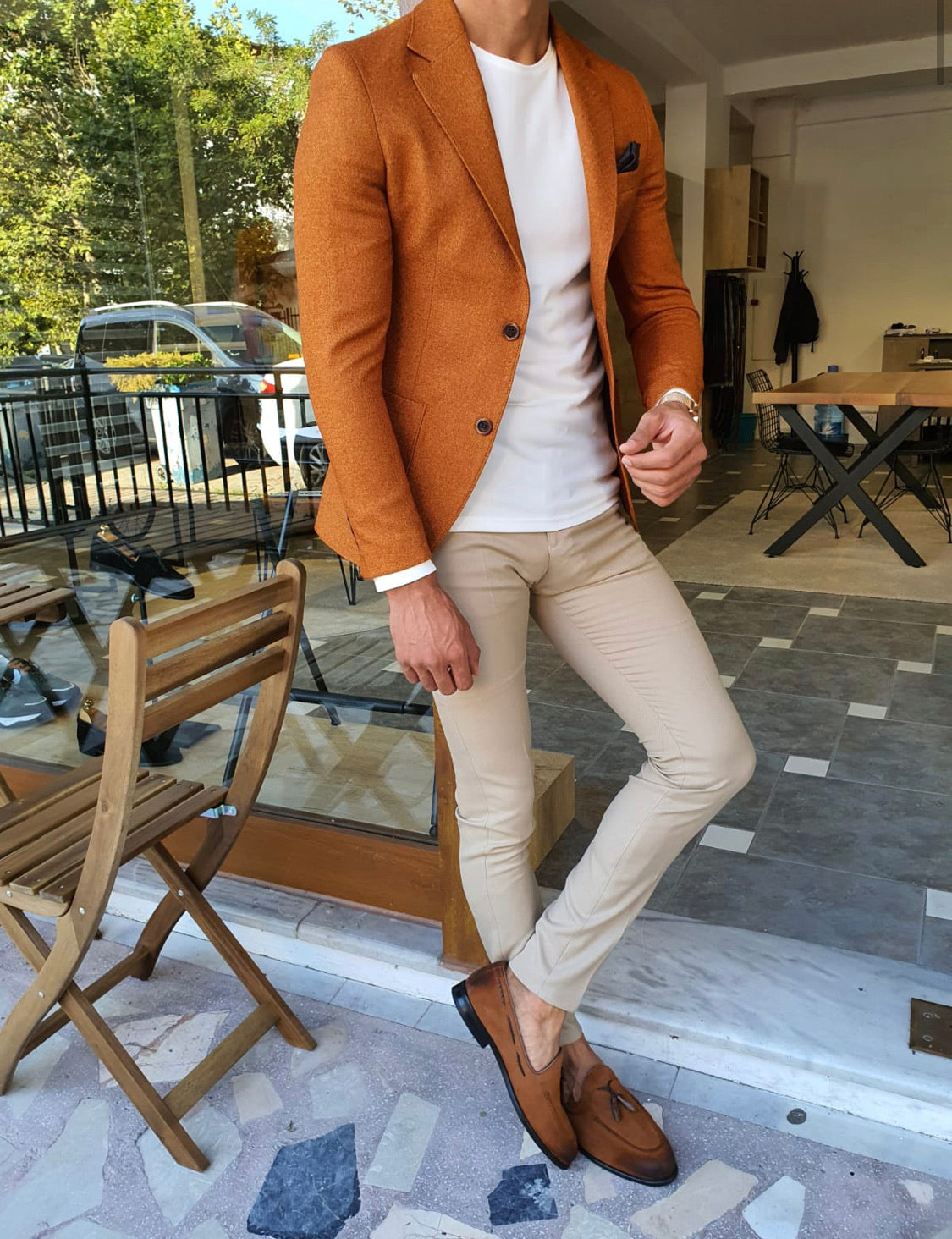 Bojoni Camel Slim Fit Blazer-baagr.myshopify.com-blazers-BOJONI