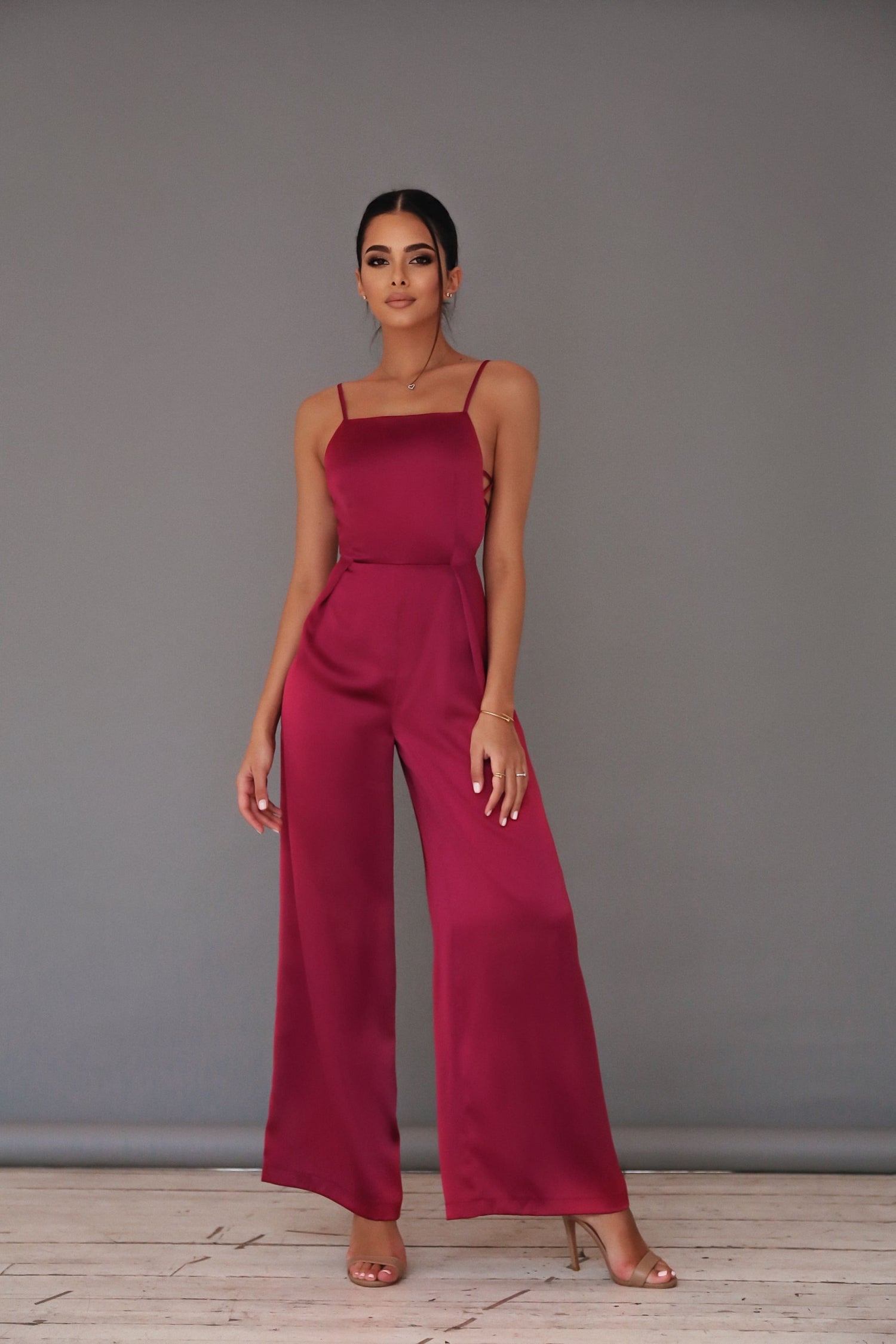 Satin Jumpsuit with Thin Straps-baagr.myshopify.com-dress.-BOJONI
