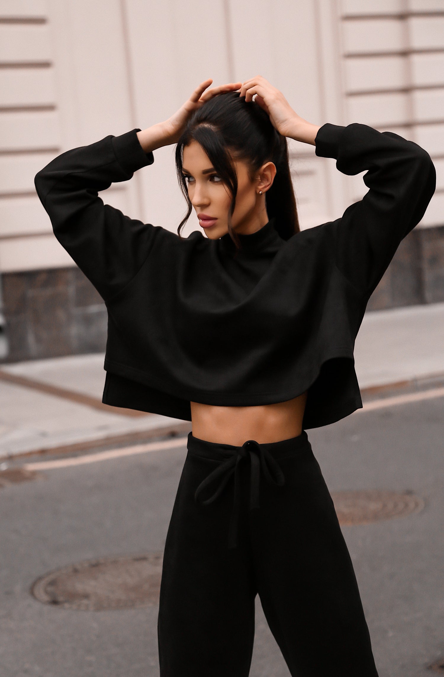 Shortened Sweatshirt Suede Suit-baagr.myshopify.com-dress.-BOJONI