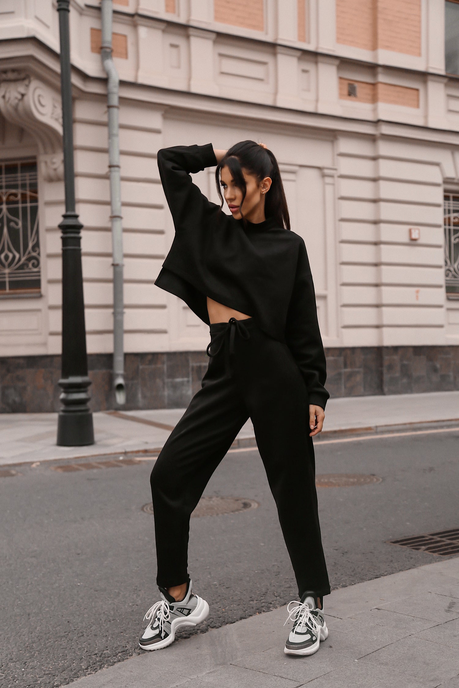 Shortened Sweatshirt Suede Suit-baagr.myshopify.com-dress.-BOJONI