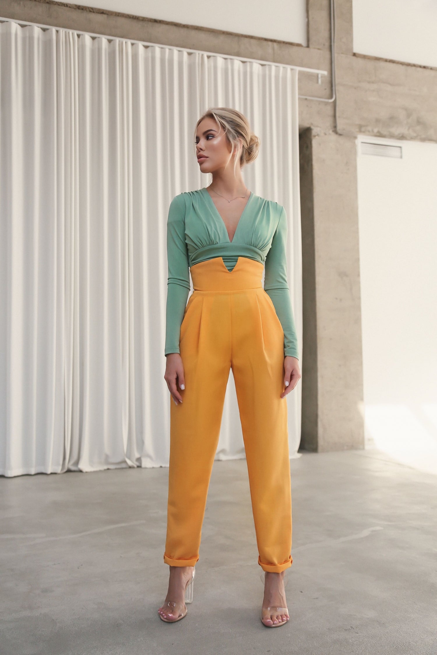 Banana Trousers with Wide Belt Yellow-baagr.myshopify.com-dress.-BOJONI