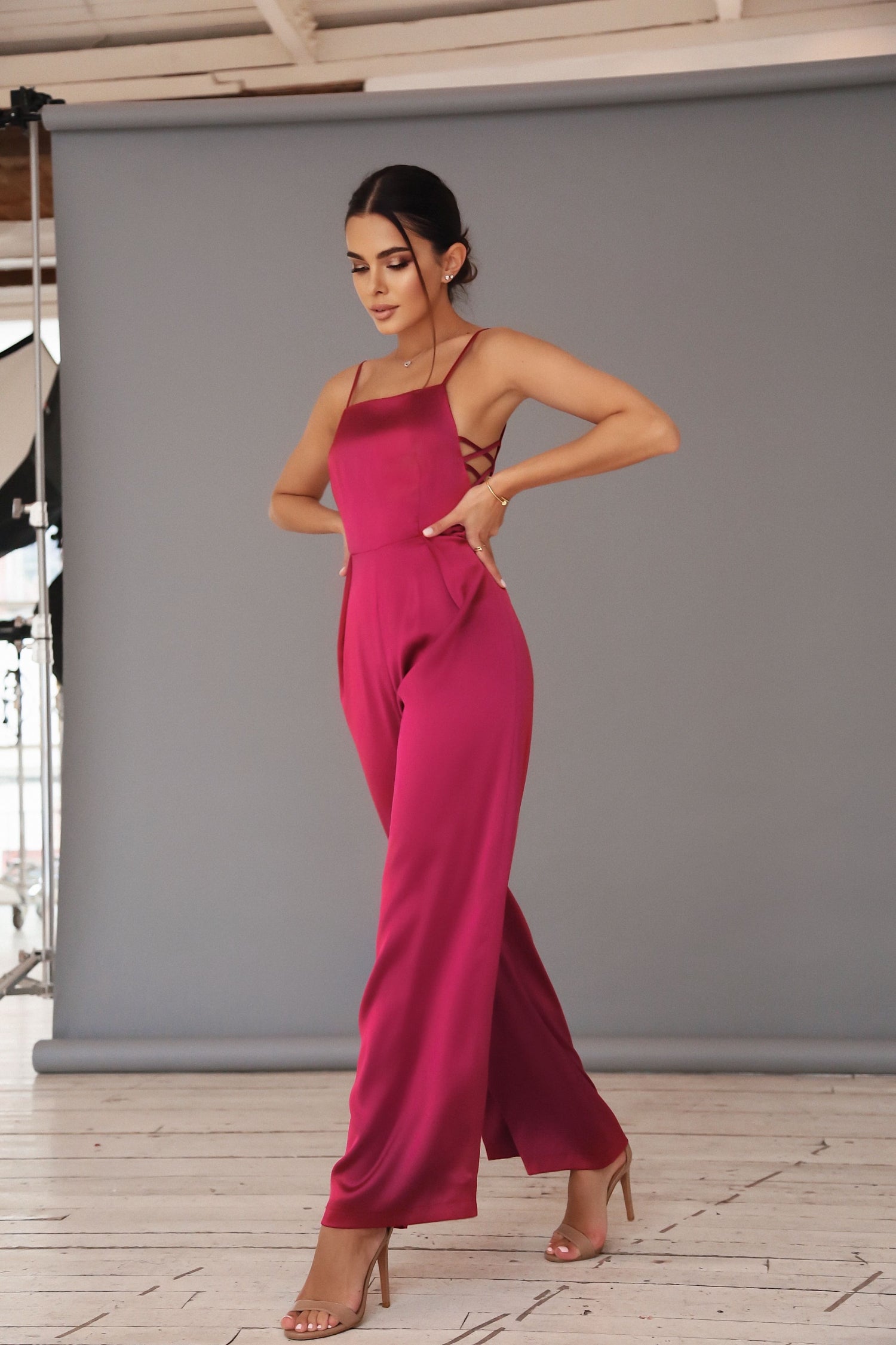 Satin Jumpsuit with Thin Straps-baagr.myshopify.com-dress.-BOJONI