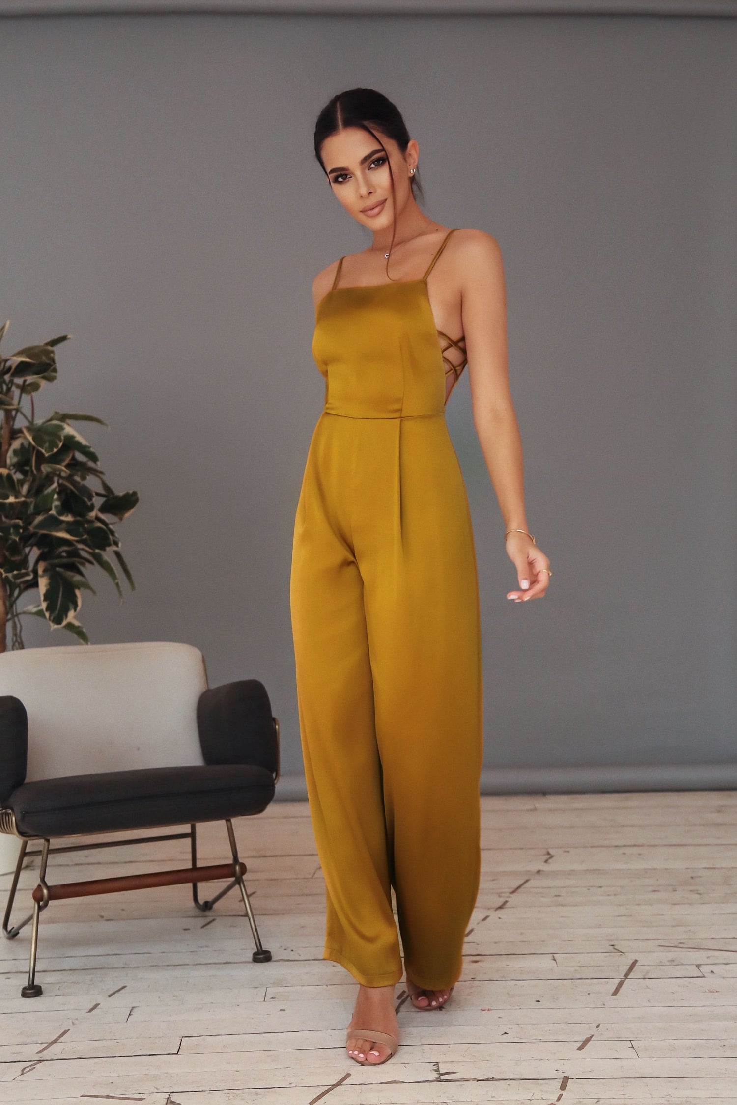 Satin Jumpsuit with Thin Straps-baagr.myshopify.com-dress.-BOJONI