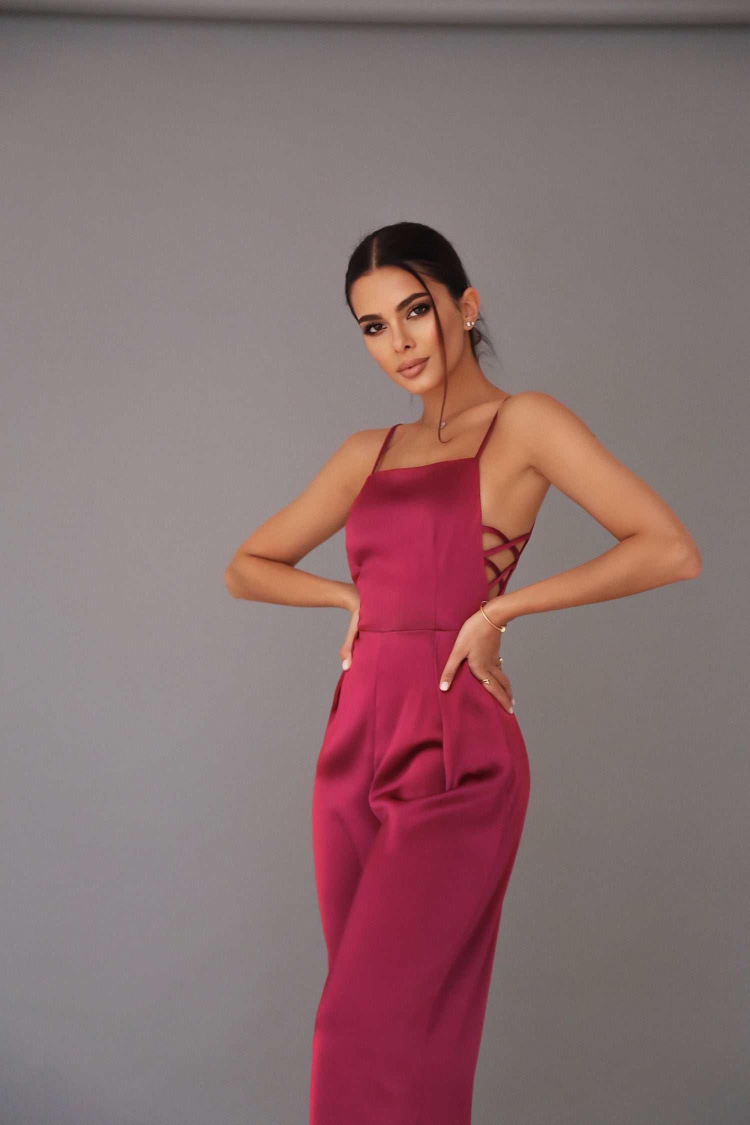 Satin Jumpsuit with Thin Straps-baagr.myshopify.com-dress.-BOJONI
