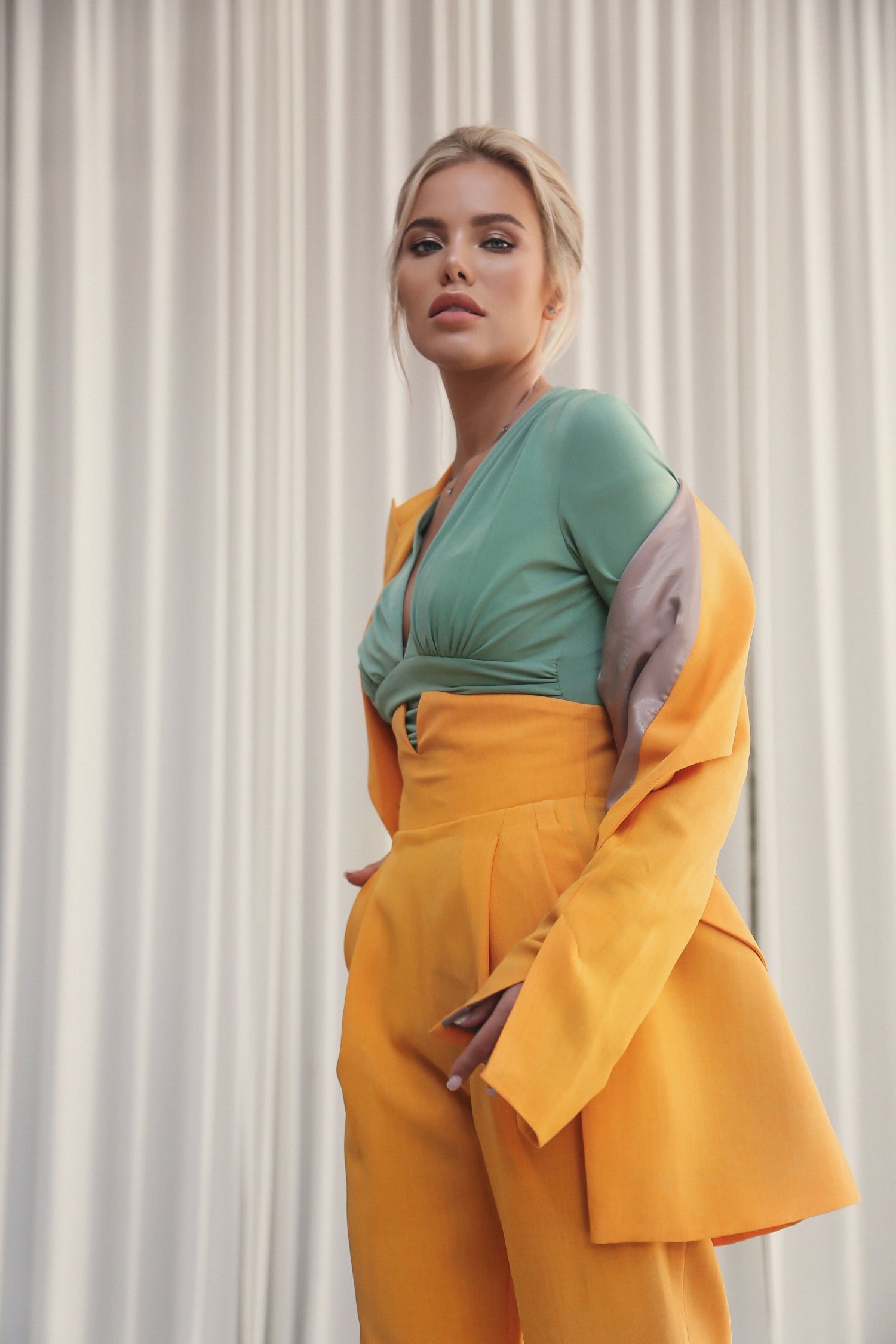 Banana Trousers with Wide Belt Yellow-baagr.myshopify.com-dress.-BOJONI